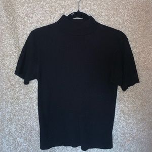 Black Petite Large Turtleneck Knit Top